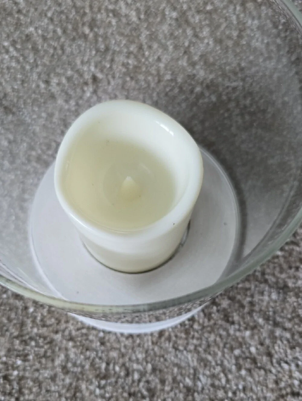 Glass Memorial Candle Holder with White Floral Design